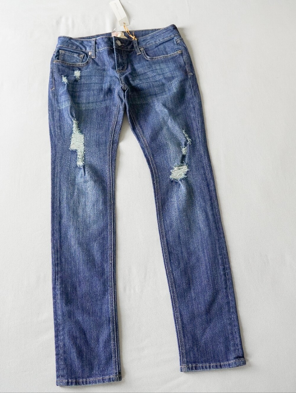 Arden B Deadstock Distressed Low Rise Straight Leg Jeans Size 8 Medium Wash